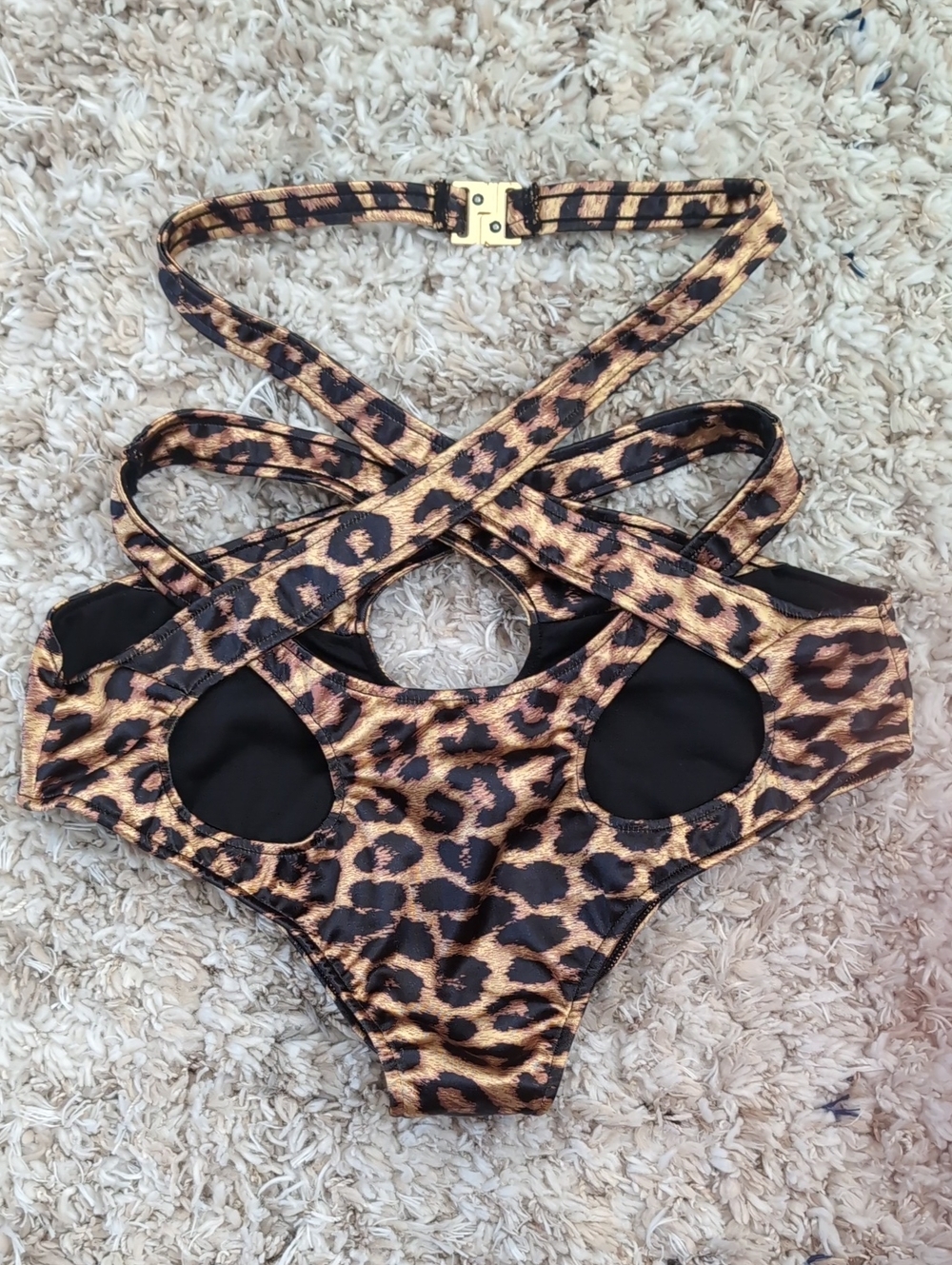 Leopard Print Cutout Strappy Bottoms